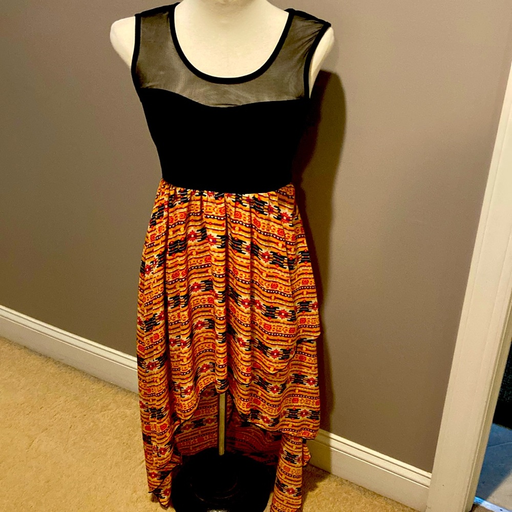 Jr black/multi A-Symmetric dress